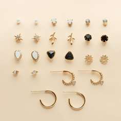 12 пар серьги-гвоздики со стразами для девочек Shein