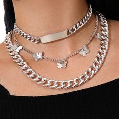 Цепное ожерелье с бабочкой 3шт Shein