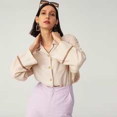 Рубашка оверсайз из тенсела и льна Shein