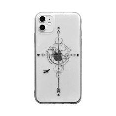 Прозрачный чехол для iPhone с рисунком компаса Shein