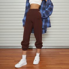 Однотонные джоггеры с карманом Shein