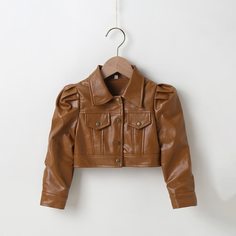 Короткая куртка из искусственной кожи для девочек Shein