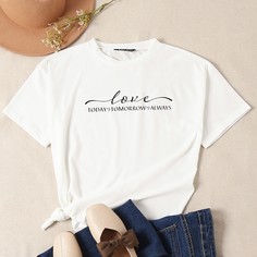 буква Повседневный Футболки Shein