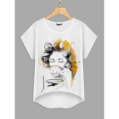 Асимметричный Объект Повседневный Футболки Shein