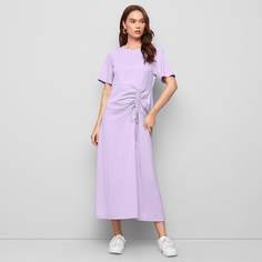 Однотонное платье на кулиске со сборкой Shein