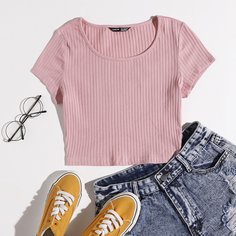 Вязаный топ в рубчик Shein