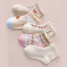 Носки с цветочным рисунком для девочек 5 пар Shein