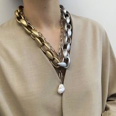2шт ожерелье-цепочка с искусственным жемчугом Shein
