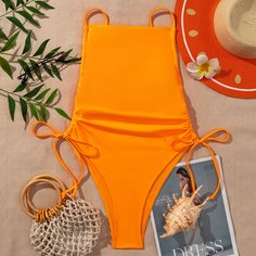 Слитный купальник с завязками по бокам Shein