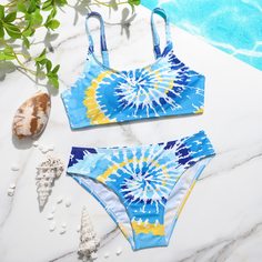 тай дай Бохо Купальники для девочек Shein