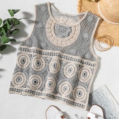 Контрастная накидка вязаная крючком Shein