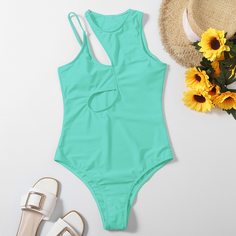 Слитный купальник с разрезом Shein