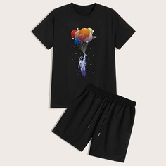 Мужские шорты и футболка с принтом астронавта Shein