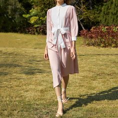 с поясом Контрастный цвет Повседневный Платье Shein