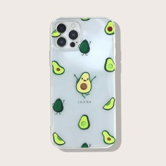 Прозрачный чехол для iPhone с узором авокадо Shein