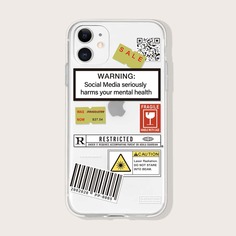 Прозрачный чехол для iPhone с текстовым принтом Shein