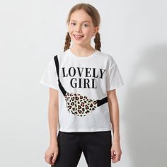 Графический Повседневный Футболки для девочек Shein