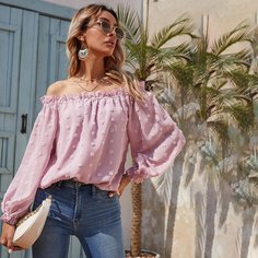 Оборка Одноцветный Бохо Блузы Shein