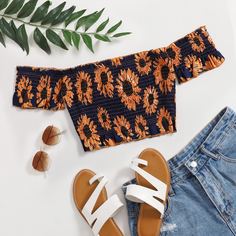 С оборками Со цветочками Бохо Женские топы Shein