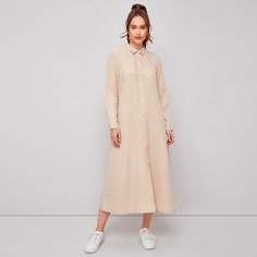 Однотонное платье-рубашка Shein