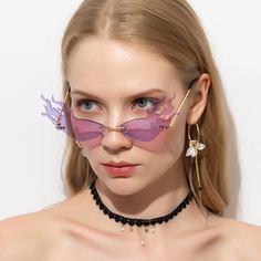 Солнечные очки без оправы в форме пламени Shein