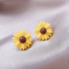 Серьги-гвоздики в форме подсолнуха Shein