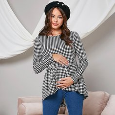 Асимметричный топ для беременных с узором "хаундстут Shein