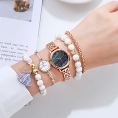 Наручные часы с циферблатом и 4шт браслет Shein