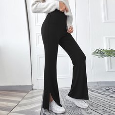 Брюки-клеш с разрезом Shein