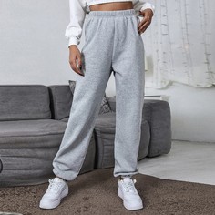 Одноцветный Повседневный Брюки Shein