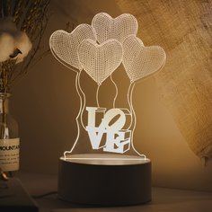1шт 3-цветный сменный 3D светильник в форме сердечка Shein