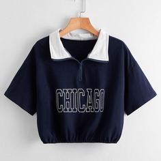 Застежка буква Повседневный Футболки Shein