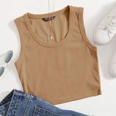 Обычный топ без рукавов с круглым вырезом Shein