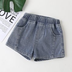 Одноцветный Джинсовые шорты для девочек Shein