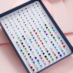 Серьги-гвоздики со стразами для девочек 100 пар Shein
