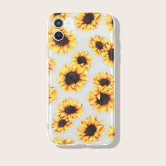Прозрачный чехол для iPhone с принтом подсолнуха Shein