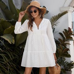 Одноцветный Бохо Платье Shein