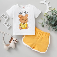 Детская футболка с мультипликационным принтом и шорты Shein