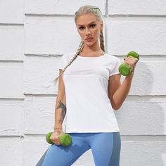 Одноцветный Спортивные футболки Shein