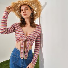 Кардиган с шевронным узором Shein