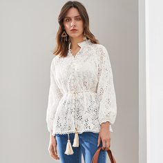 Блузка из 100% хлопка с поясом Shein