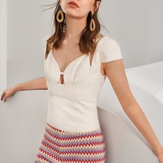 Льняной короткий топ Shein