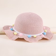 Соломенная шляпа с помпоном для девочек Shein