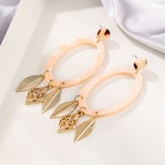 Овальные серьги-подвески с листьями Shein