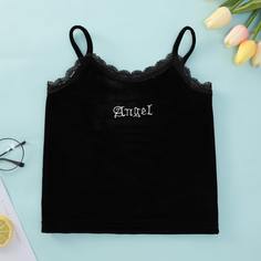 Майка с кружевной отделкой для девочек Shein