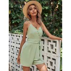 с поясом Одноцветный Бохо Комбинезоны Shein