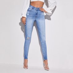 Рваные джинсы скинни с высокой эластичностью Shein