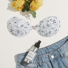 Самоклеящийся бюстгальтер размера плюс с цветочным принтом Shein