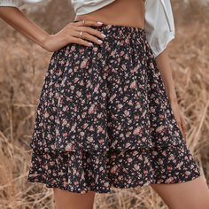 Многослойный Цветочный Повседневный Юбки Shein
