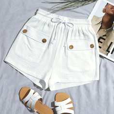 Пугавица Одноцветный Повседневный Шорты Shein